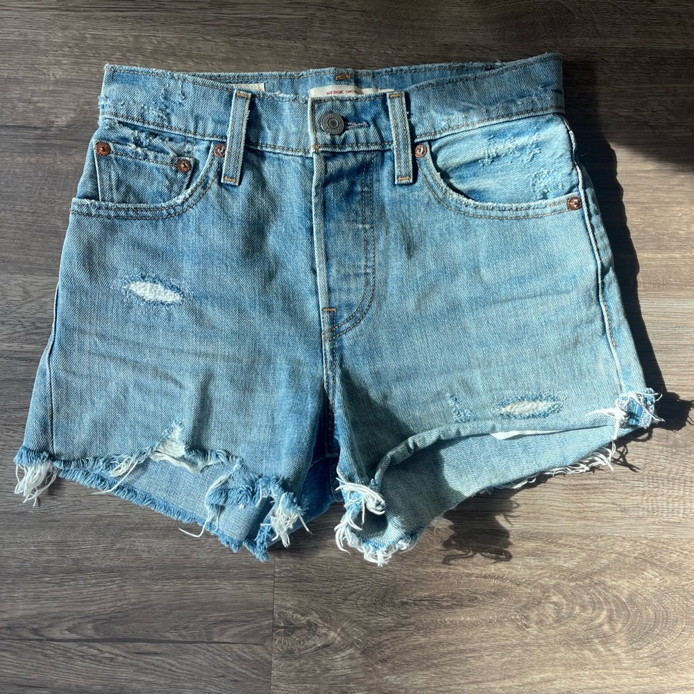 Levi's Light Blue Distressed Jean Shorts
